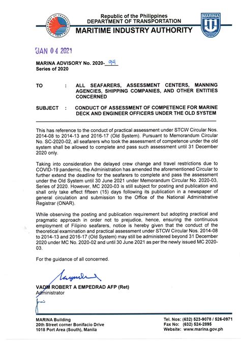 marina. gov. ph|Advisories .